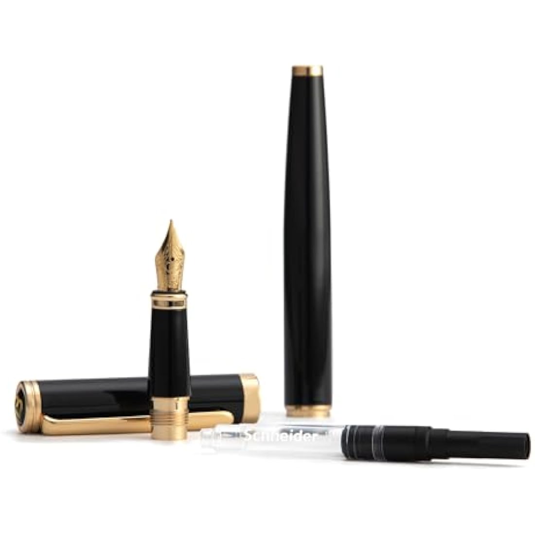 Luxury Black Fountain Pen – 24K Gold Gilded Fine Nib