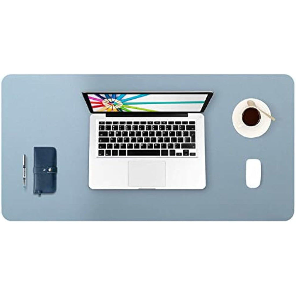 DOBAOJIA PU Leather Desk Pad – 31.5" x 15.7" Waterproof Mouse Mat, Greyish Blue