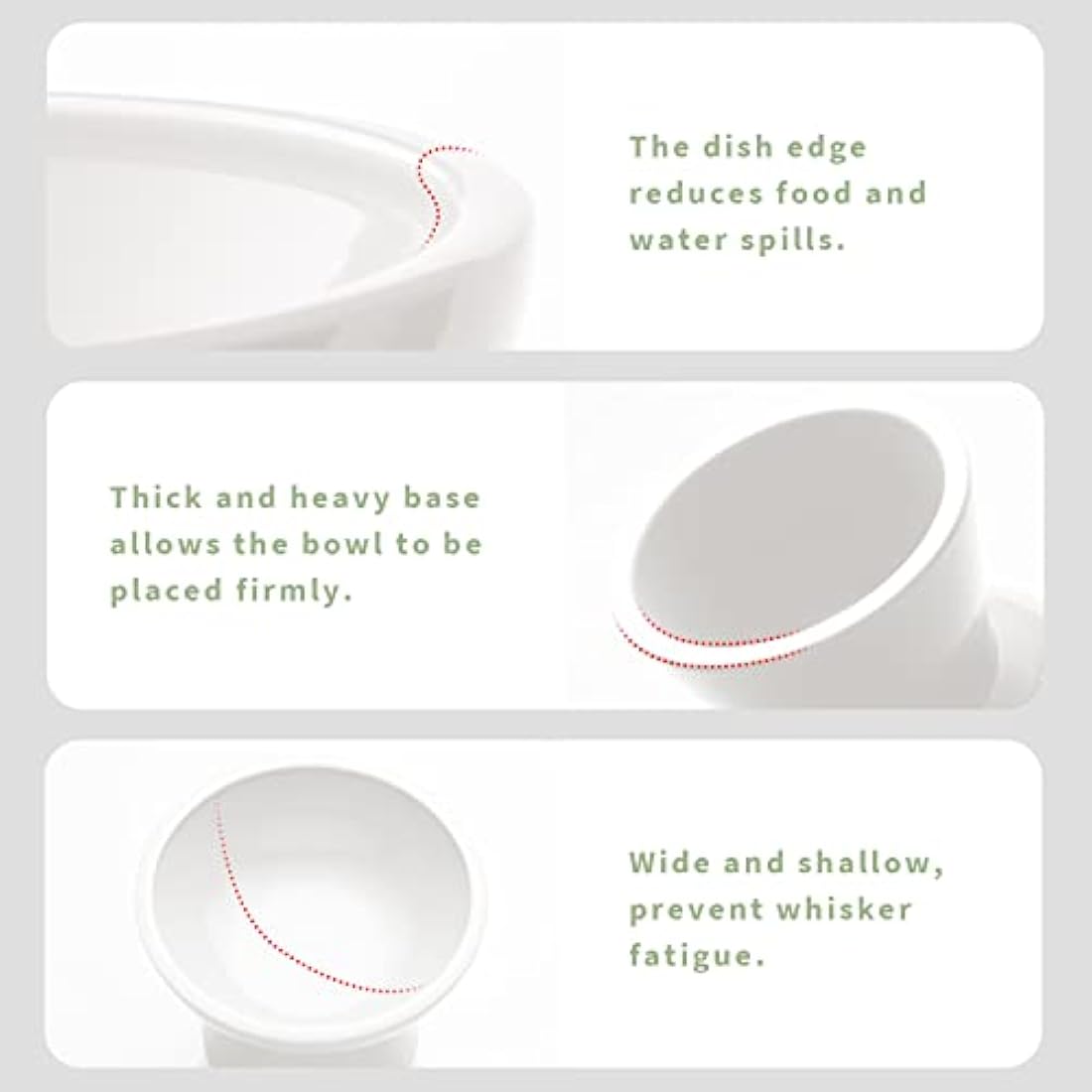 CEEFU Elevated Ceramic Cat Bowls - 2 Pack Wide Whisker-Friendly Shallow Plates