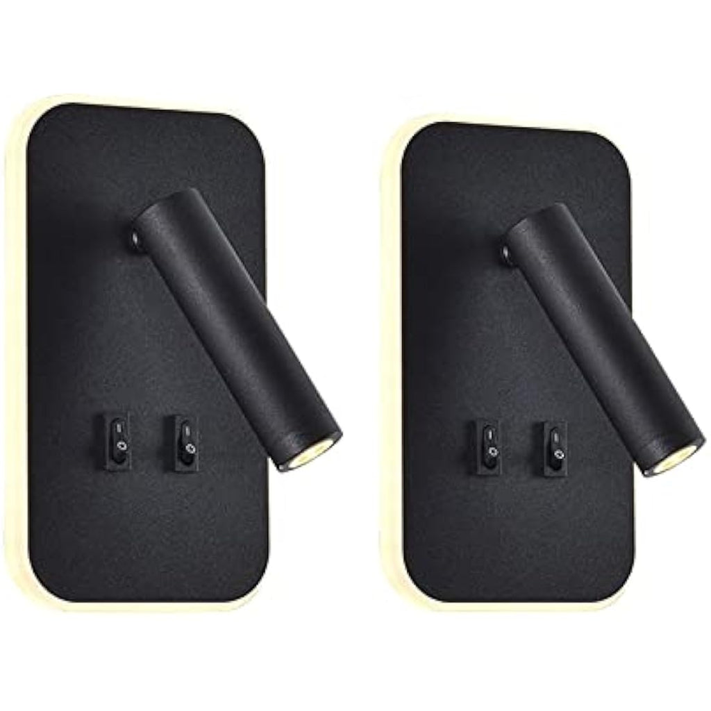 uksunvi LED Bedside Reading Wall Lamp | 12W Adjustable Spotlight - 2 Pack