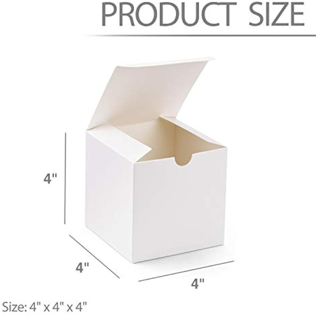 Switory White Kraft Paper Gift Boxes - 50 Pack 4x4x4" Cupcake Boxes