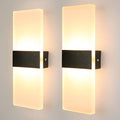 Glighone LED Wall Sconce – 2-Pack Modern Black Acrylic Indoor Wall Lights