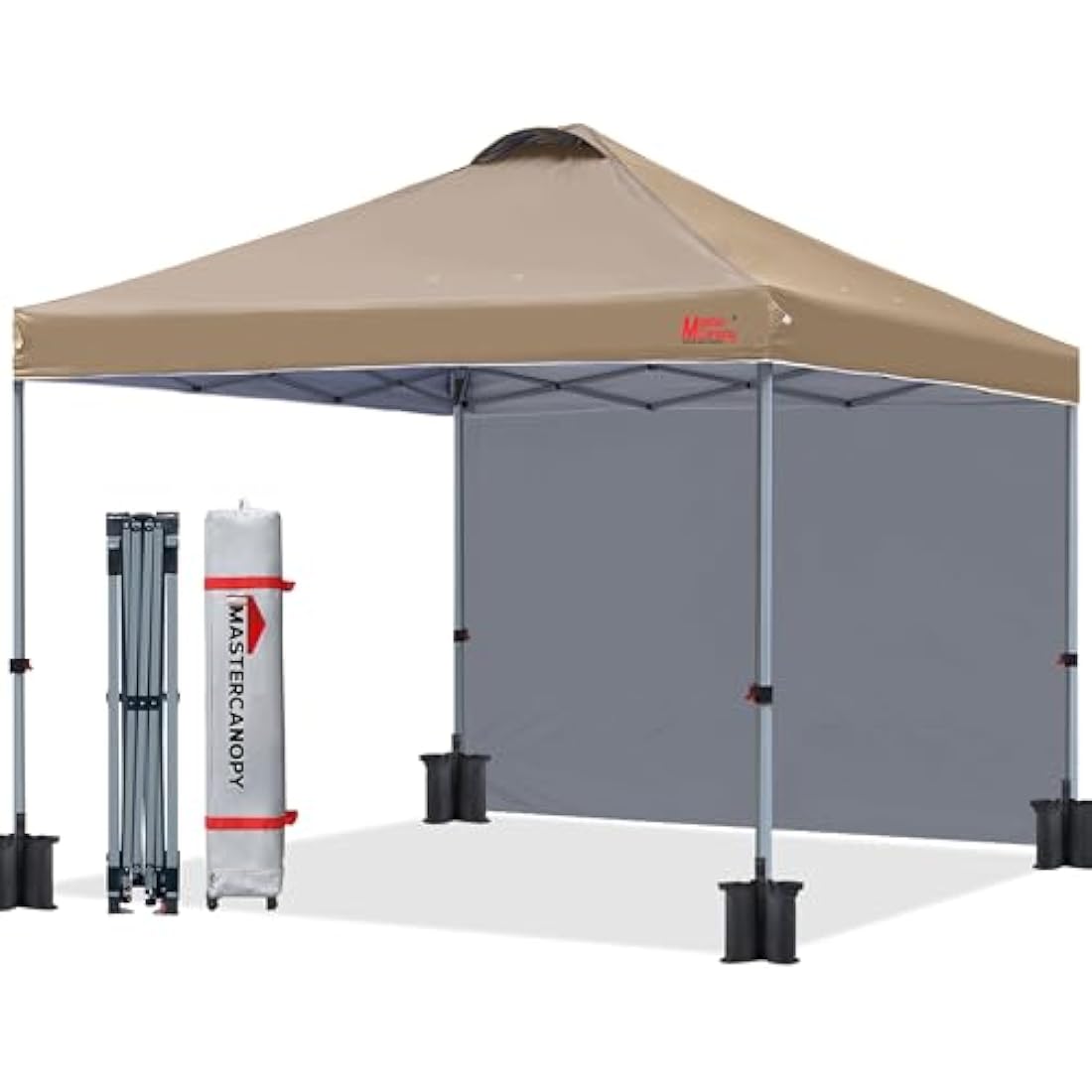 MasterCanopy 2.5x2.5M Pop-up Gazebo Tent with Sidewall - Khaki
