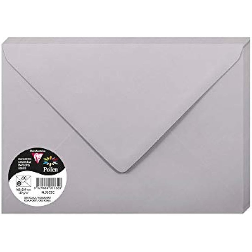 Clairefontaine Pollen C5 Envelopes - Koala Grey 120gsm Paper (Pack of 20)