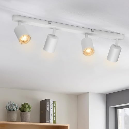Wowatt 4-Way Ceiling Spotlight Bar | Matte White Adjustable GU10 Light