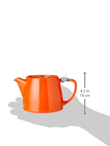 Forlife Stump Ceramic Teapot with Infuser, 18 oz, Carrot Orange