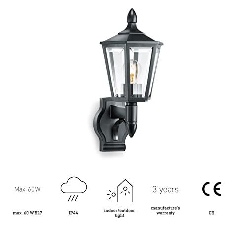 Steinel L 15 Outdoor Wall Light – Classic Black Lantern, E27, IP44