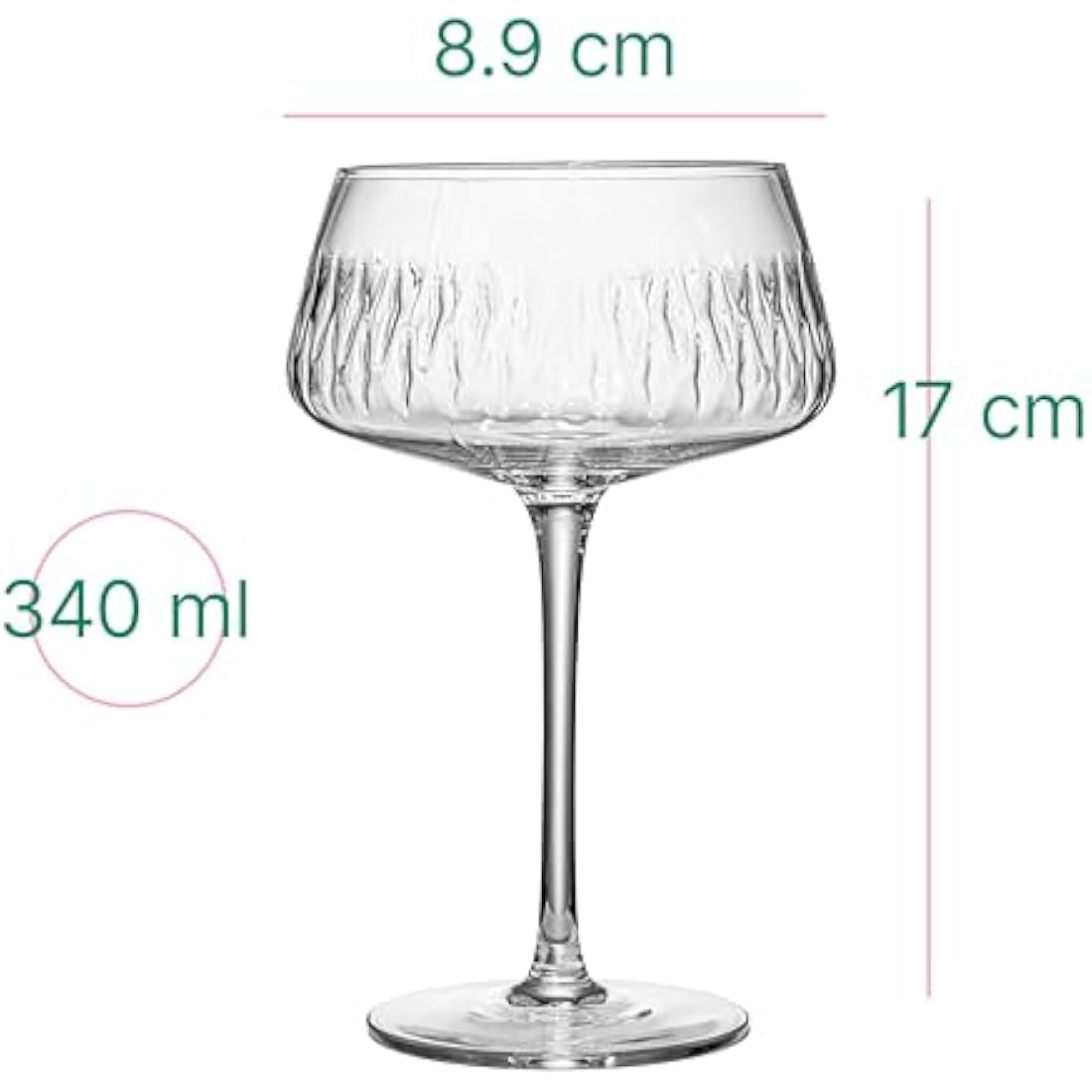Glassique Cadeau Vintage Flamingo Coupe Glasses | Set of 4 Crystal Saucers