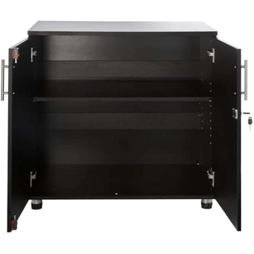 MMT Furniture Black Lockable Office Storage Cabinet | 75cm Desk Height