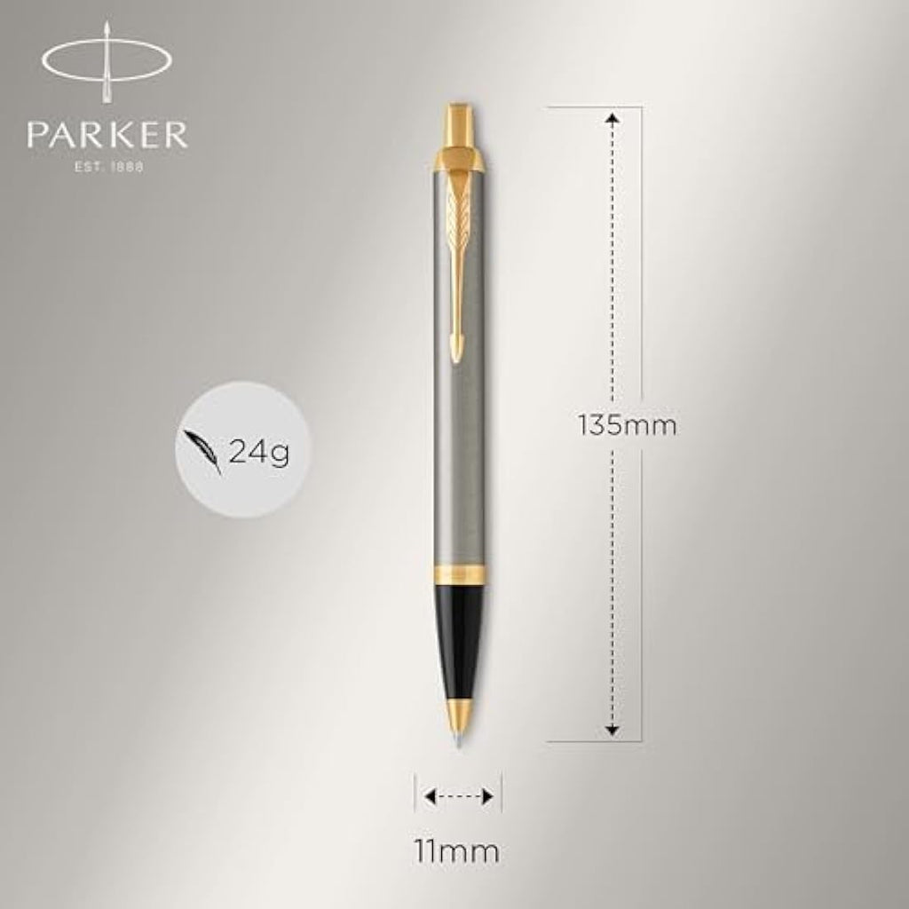 Parker IM Ballpoint Pen – Brushed Metal Medium Point Blue Ink Gift Box