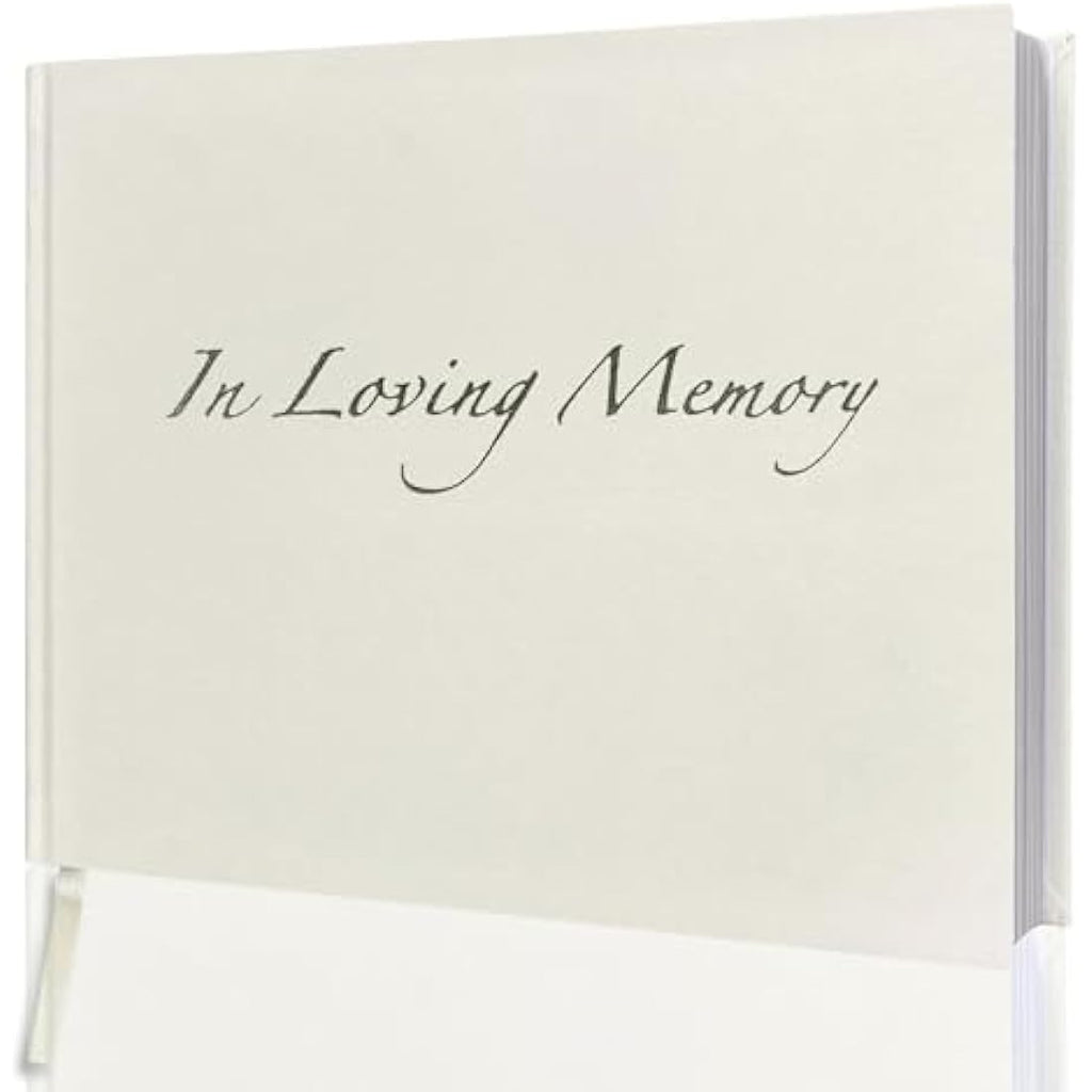 Memorial Guest Book – White Hardcover Condolence Book