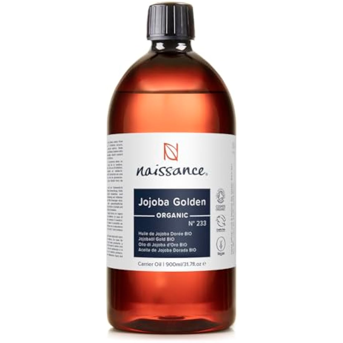 Naissance Organic Golden Jojoba Oil – 900ml Cold Pressed & Unrefined