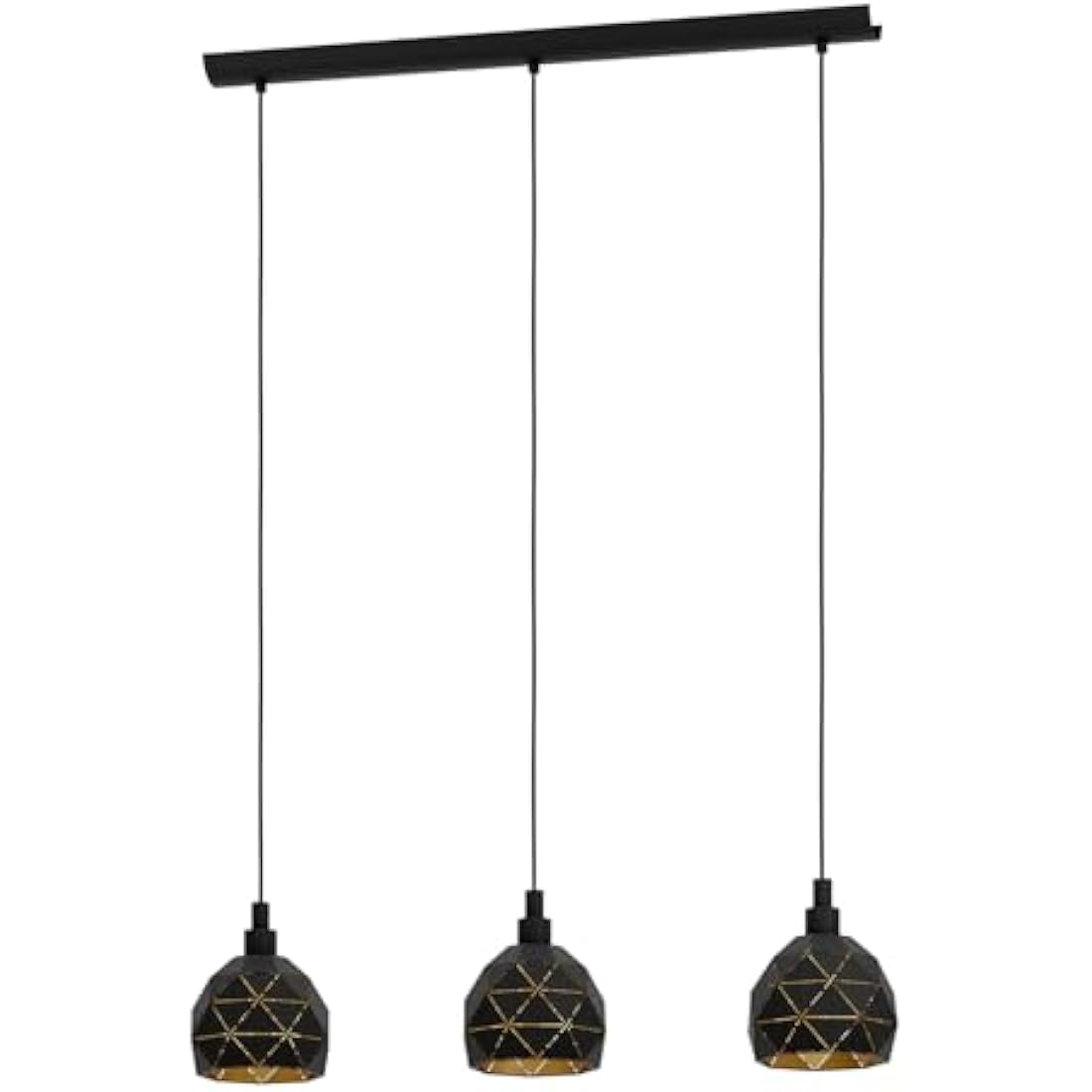Eglo Roccaforte 3-Light Pendant Lamp – Black and Gold Steel Hanging Light