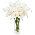 Real Touch White Artificial Calla Lilies with Glass Vase