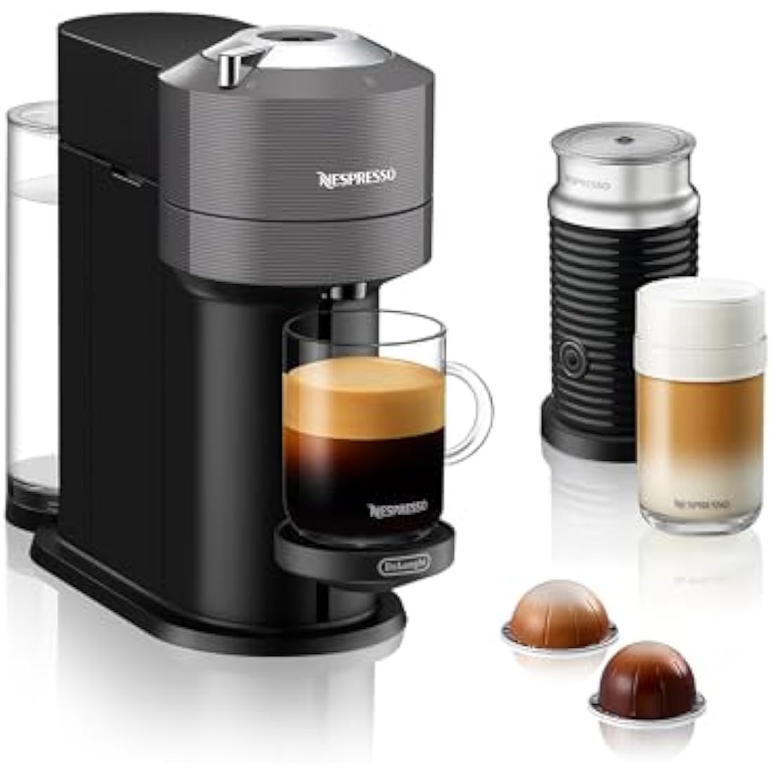 Nespresso Vertuo Next Coffee Machine by De'Longhi with Aeroccino – Grey