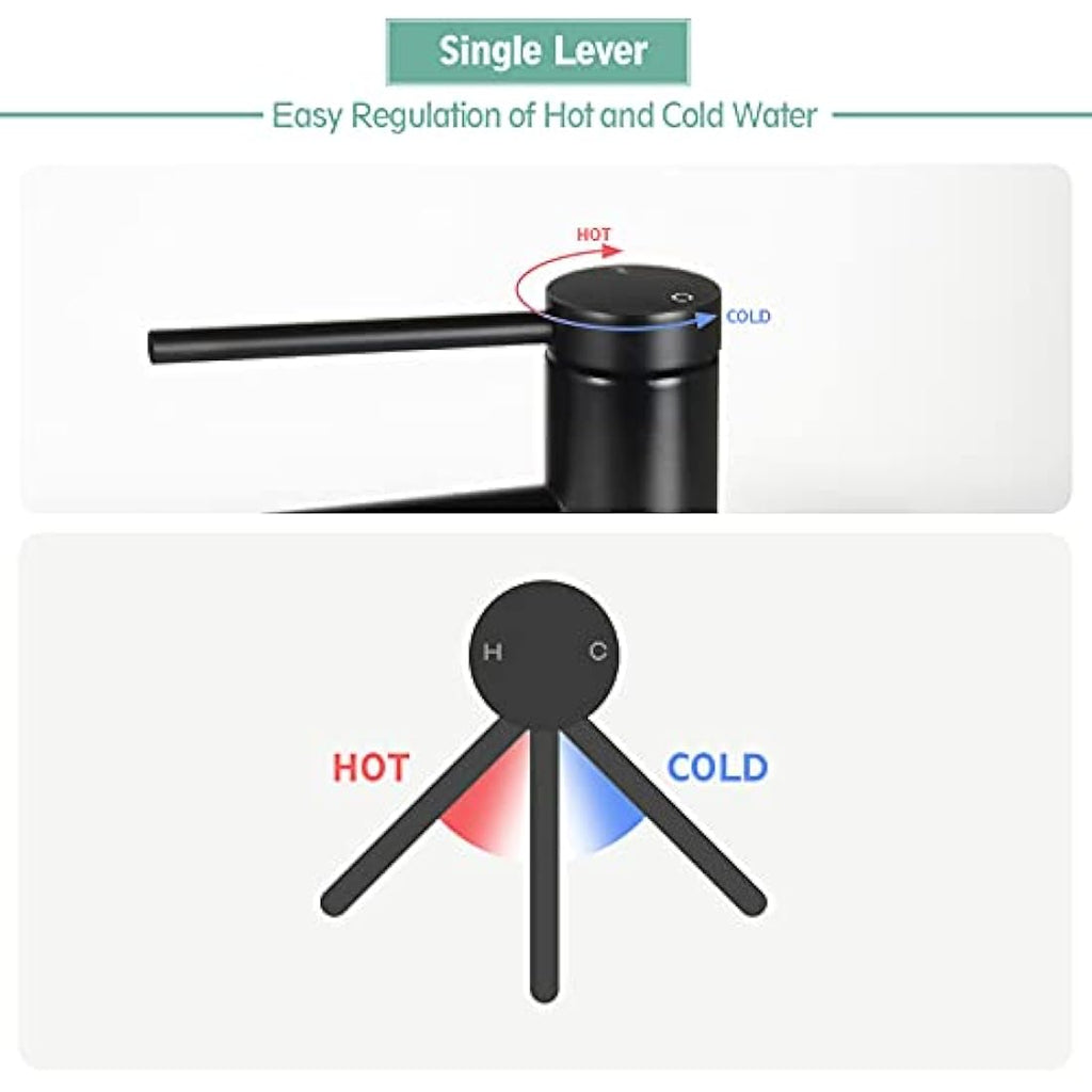 SHANFO Matte Black Tall Basin Tap – Stainless Steel Bathroom Faucet
