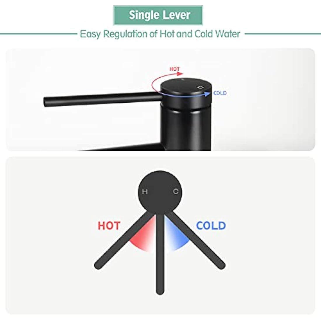 SHANFO Matte Black Tall Basin Tap – Stainless Steel Bathroom Faucet