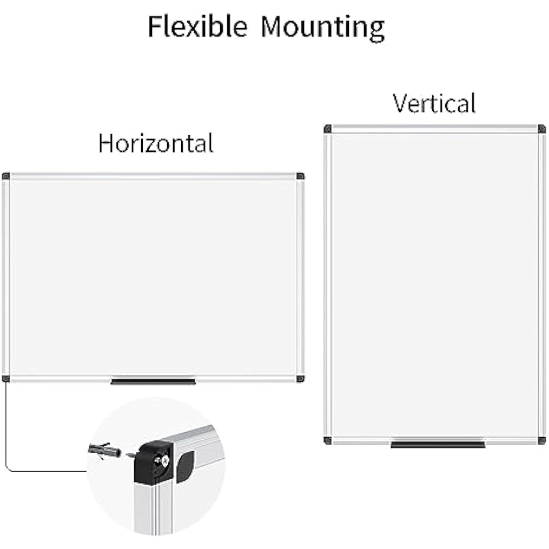 VIZ-PRO Magnetic Whiteboard | 90x60cm Silver Aluminium Dry Erase Board