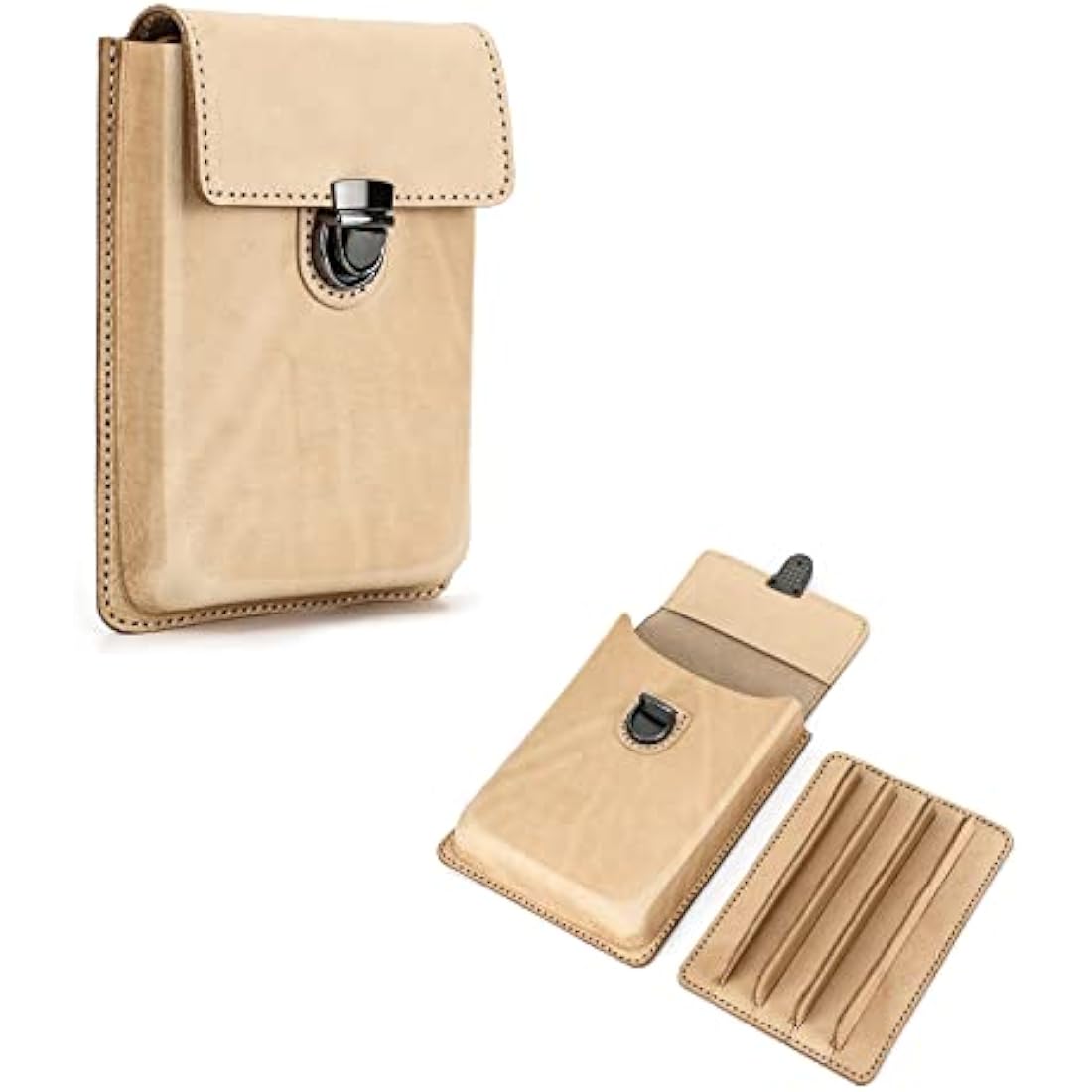 Hiram Full Grain Leather 5 Pen Case | Vintage Fountain Pen Storage - Apricot