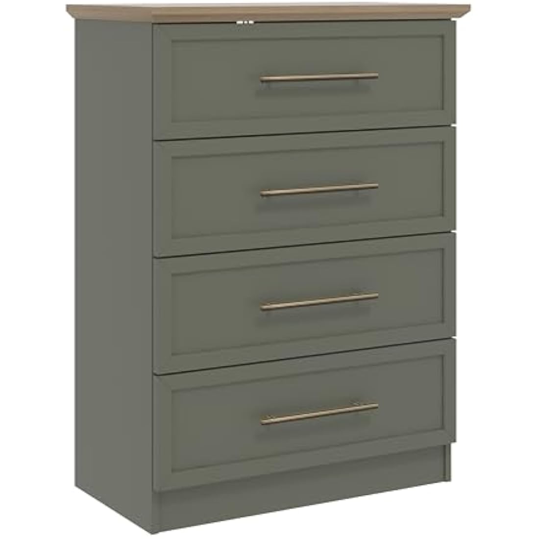 Galano Cleverton 4 Drawer Chest – Oak & Kale Green Storage Cabinet