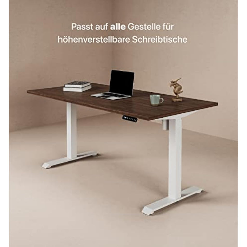 Desktronic 160x80cm Walnut Table Top – 25mm Sturdy FSC Wood Desk Surface