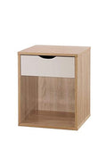 Timber Art Design 1 Drawer Bedside Table – Cream & Oak Nightstand