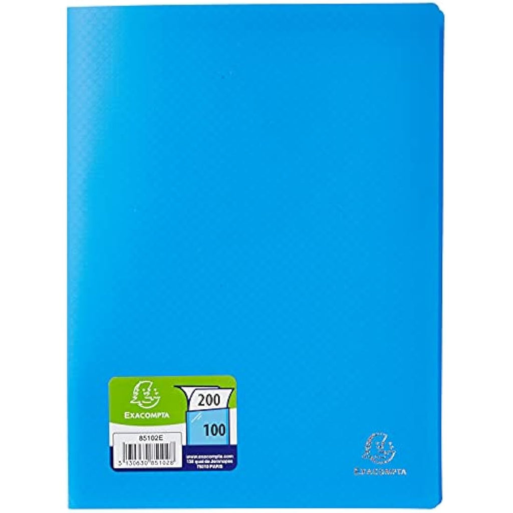 Exacompta A4 Display Book – 100 Pockets 200 Views – Blue Polypropylene