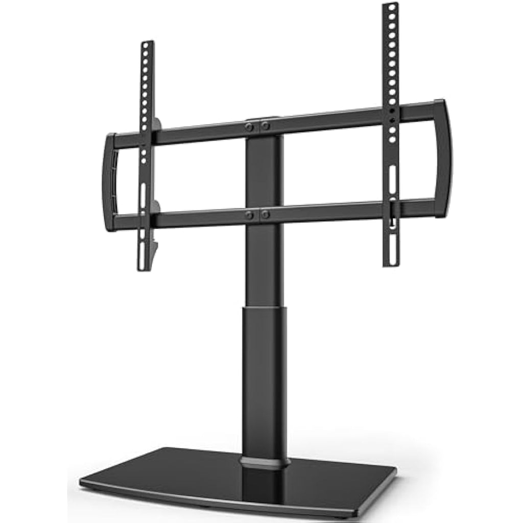 Universal TV Stand | Height Adjustable Tempered Glass Base