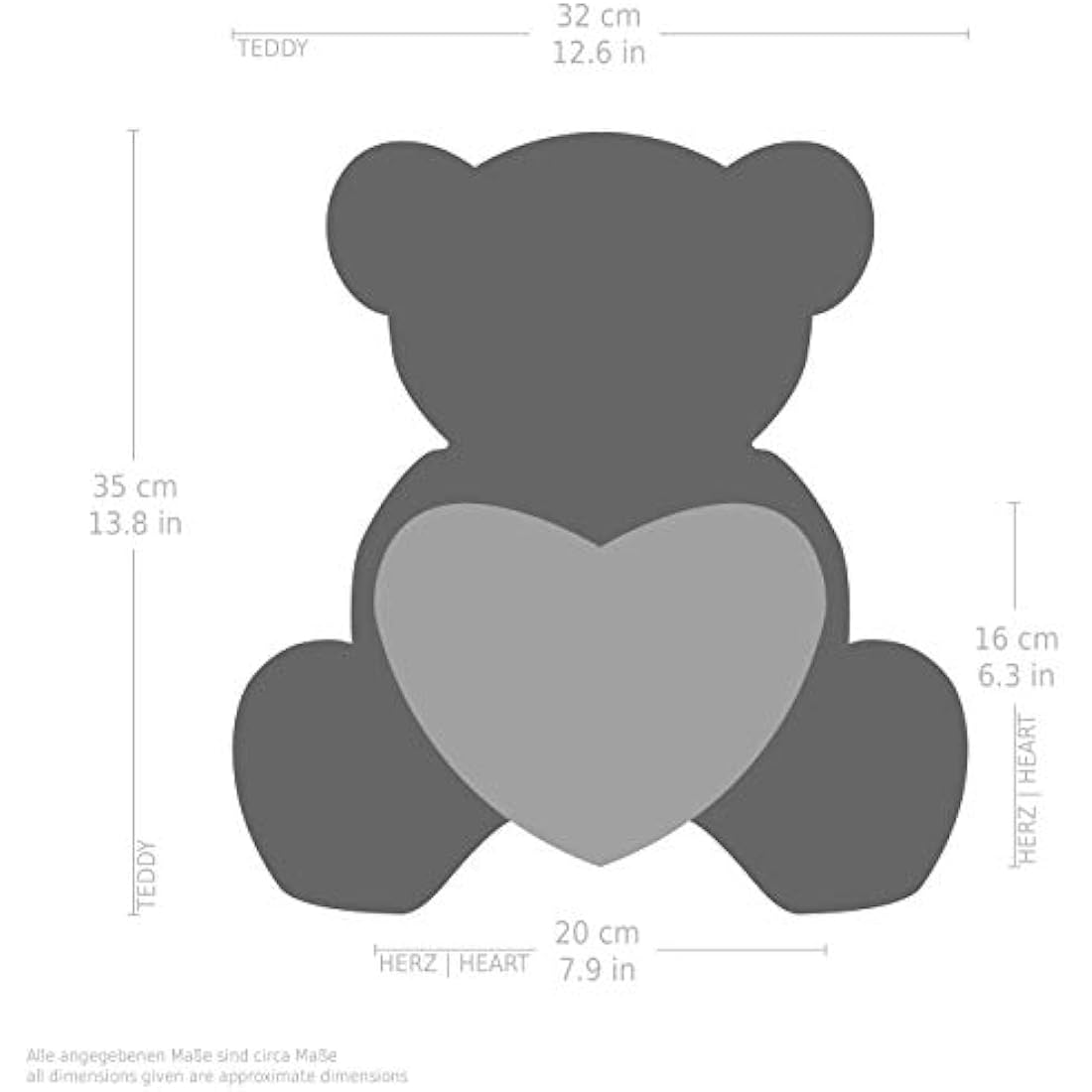 BRUBAKER Teddy Bear Plush with I Love You Heart – 14 Inch Light Brown