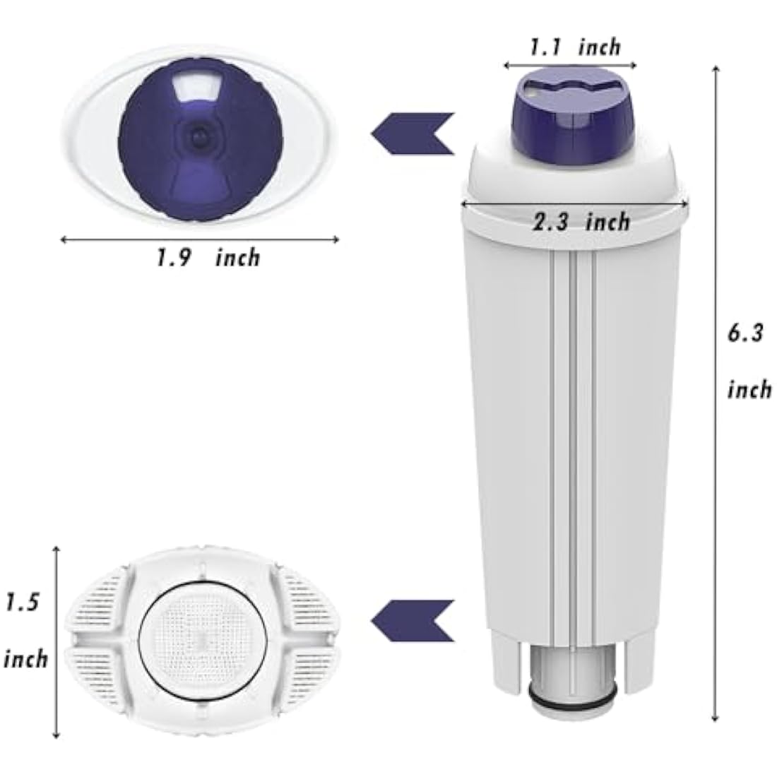 Jolof Store DLSC002 Water Filter for DeLonghi Coffee Machines – 6 Pack