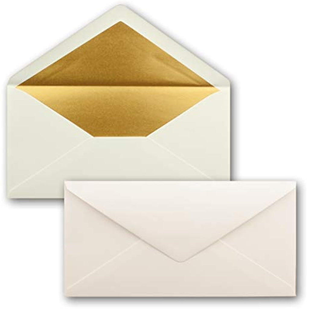 Neuser Papier DIN Long Envelopes – Natural White with Gold Lining