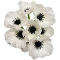 10 Stem Artificial Poppy Flowers - 11" White PU Faux Bouquet