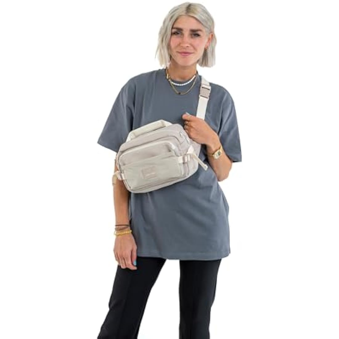 Johnny Urban Travis Large Bum Bag – Recycled Beige Waist Pack