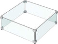 MESIDA 17.5" Square Fire Pit Glass Wind Guard | Tempered Glass Flame Shield