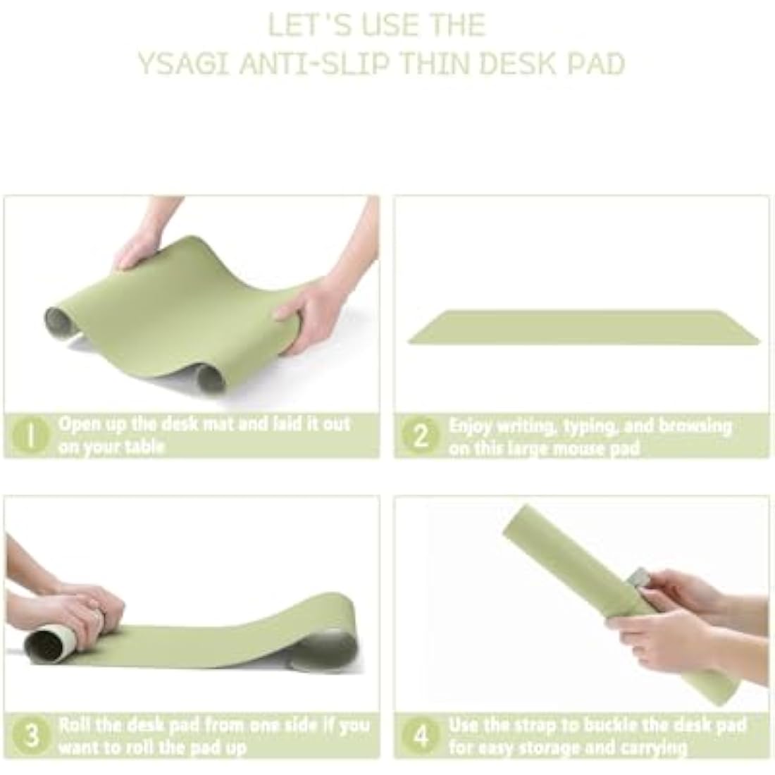 YSAGi Non-Slip PVC Leather Desk Pad | Waterproof Writing Mat, Matcha Green