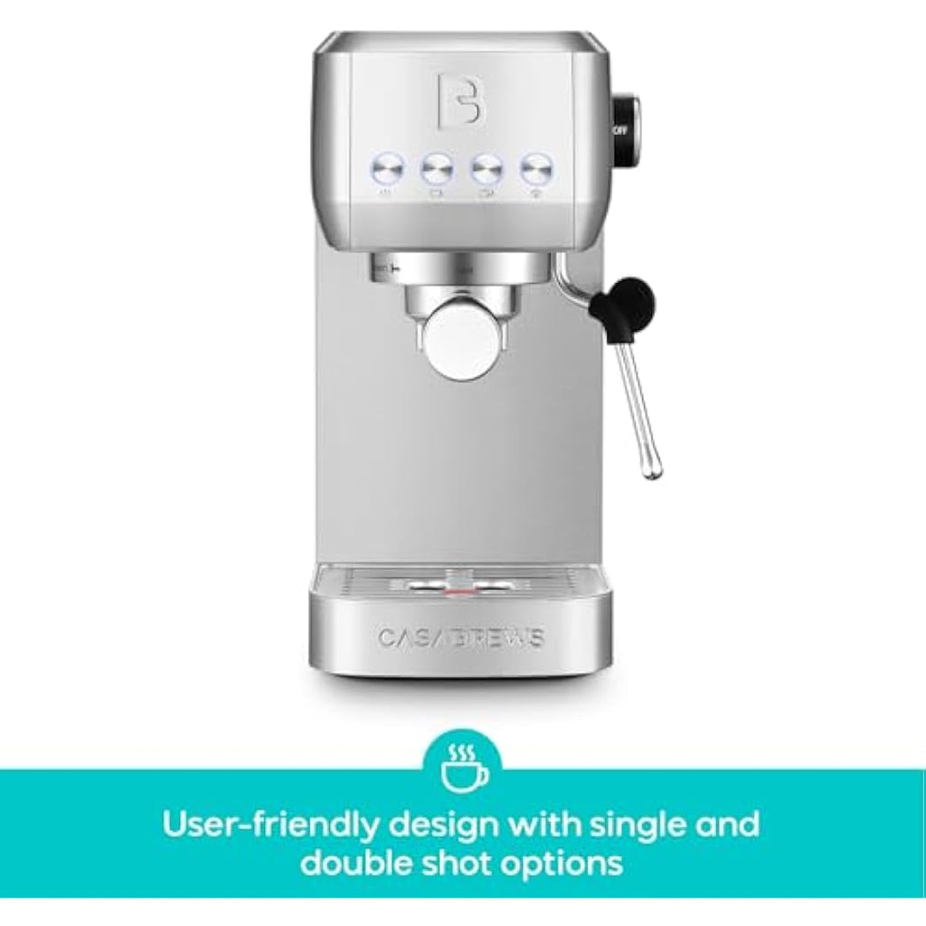 Casabrews 20-Bar Espresso Machine | Stainless Steel Latte Maker with Frother