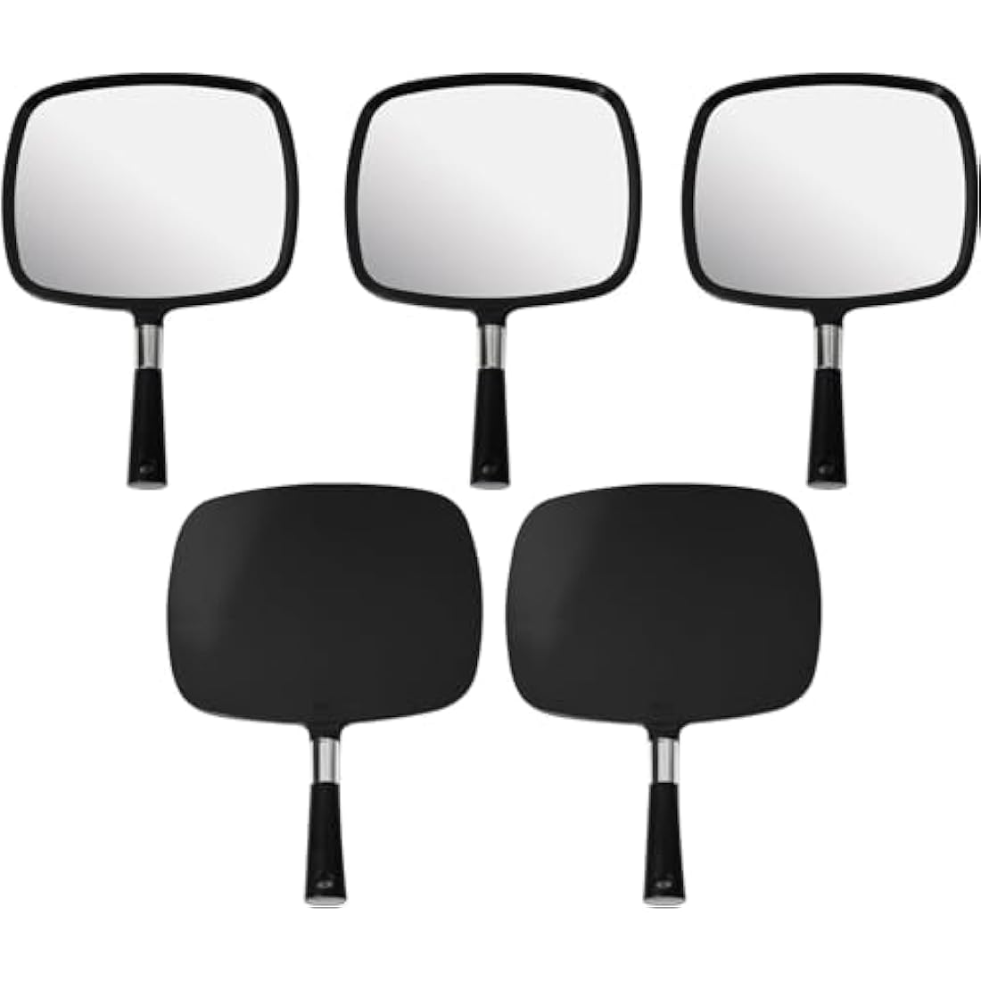 Mirrorvana Large Handheld Mirror with Handle - Black 5-Pack Bulk Set
