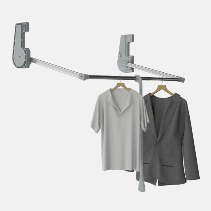 Decoranddecor Pull Down Wardrobe Rail | 750-1150mm Soft Close - 15kg