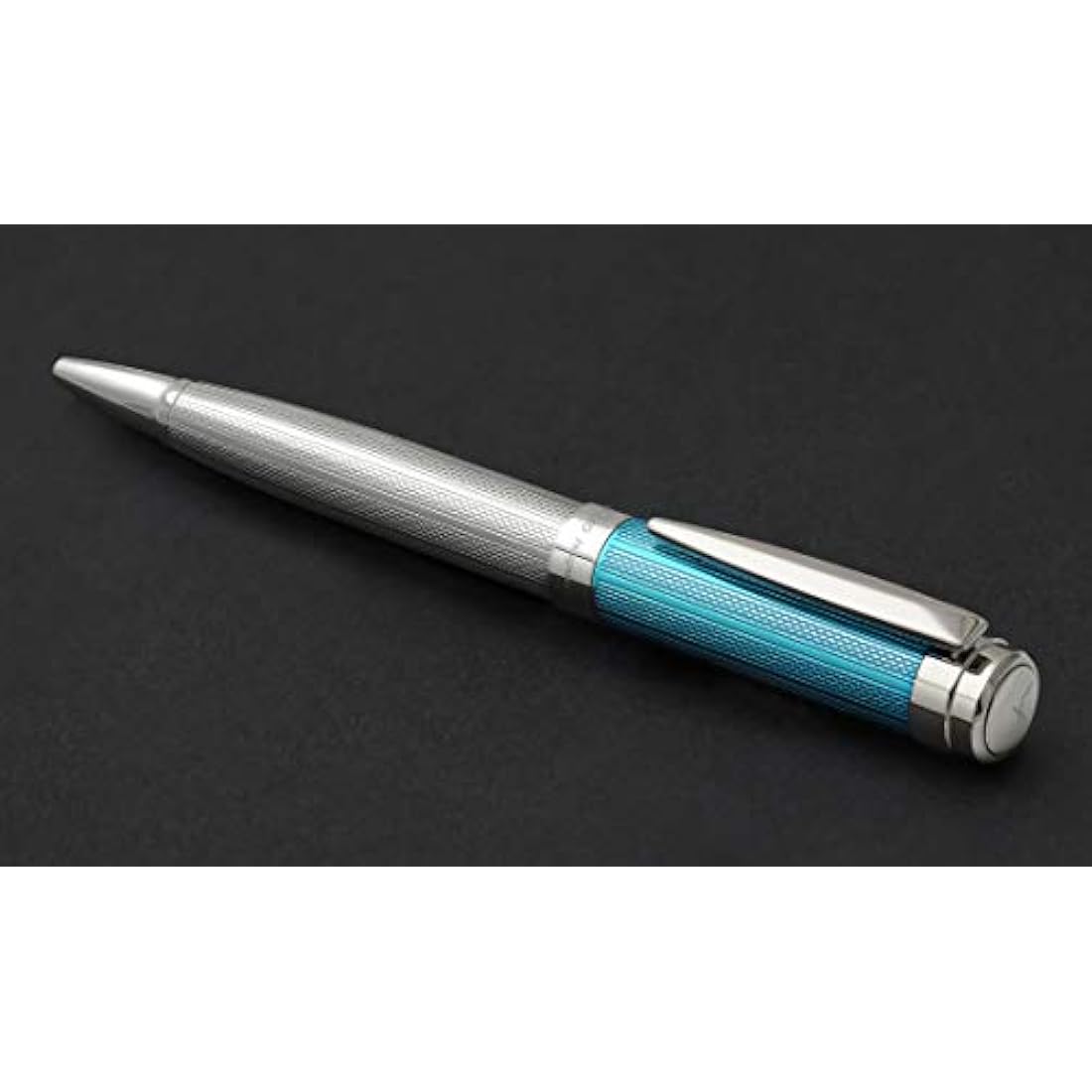 Xezo Incognito Ballpoint Pen | 925 Sterling Silver & Azure Blue Lacquer