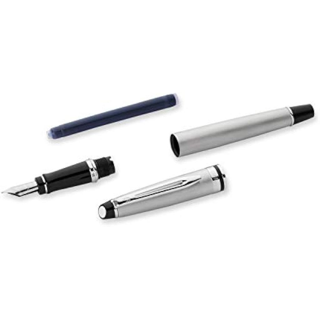 Waterman Expert Fountain Pen | Stainless Steel Medium Nib Writing Pen