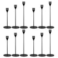 Black Metal Taper Candlestick Holders - Set of 12 for Weddings