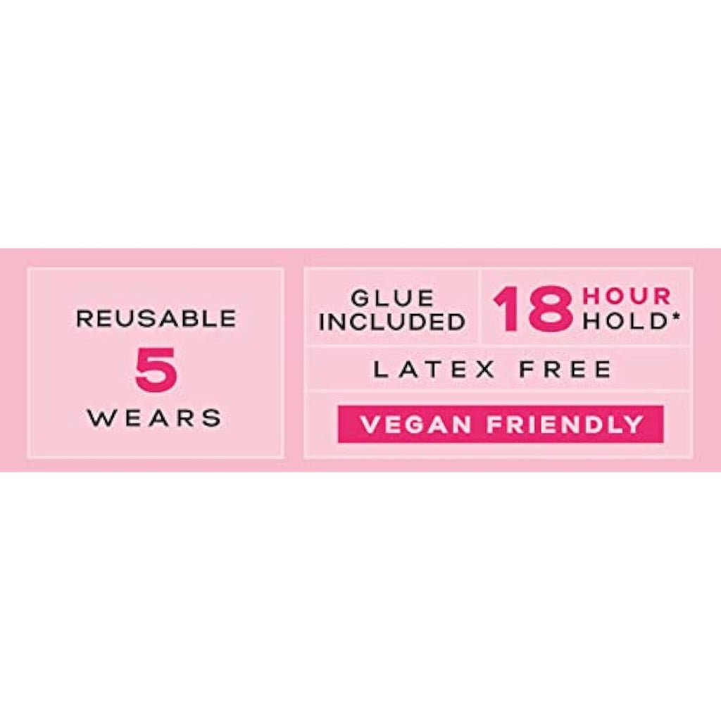 Eylure No. 013 False Lashes – 3/4 Length Black Strip Lashes with Glue