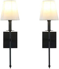 Yosoan Vintage Modern Wall Sconce with Linen Shade - Set of 2, Black