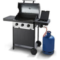 Swan Kansas 4 Burner Gas BBQ with Side Burner and Thermometer - Black