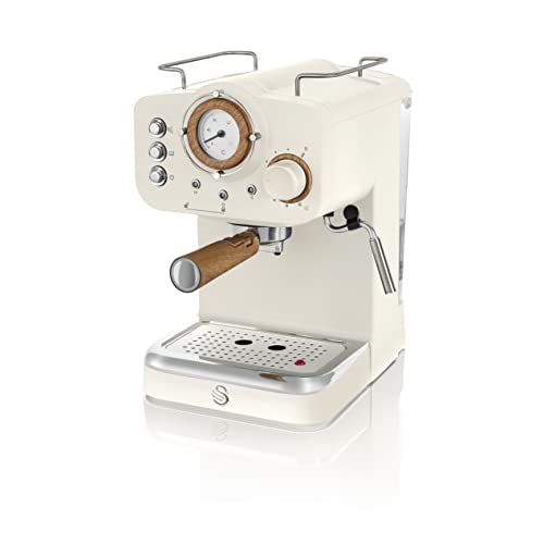 Swan Nordic Espresso Coffee Machine with Milk Frother - Cotton White