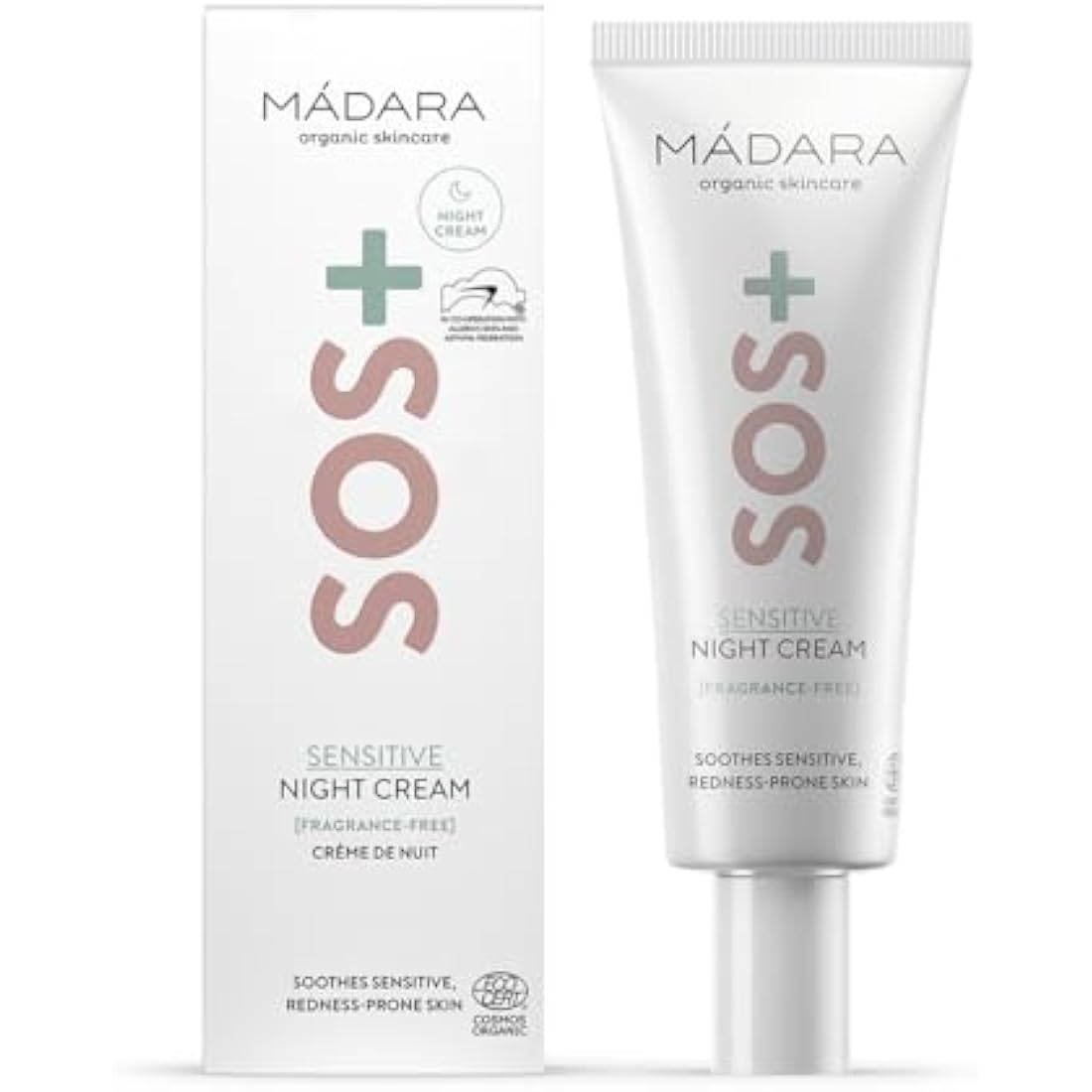 MÁDARA SOS+ Sensitive Night Cream – Calming Organic Moisturizer, 70ml
