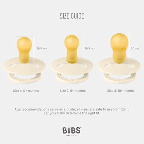 BIBS Colour Pacifier 2-Pack | Natural Rubber Latex Soother, 6-18 Months