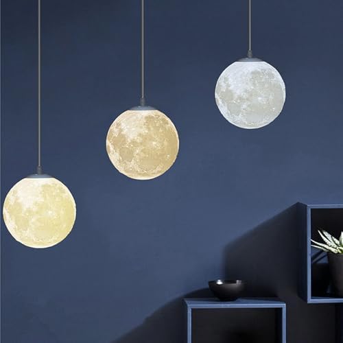 KRUIHAN 3D Printed Moon Pendant Ceiling Light – 30CM PLA Moon Lamp