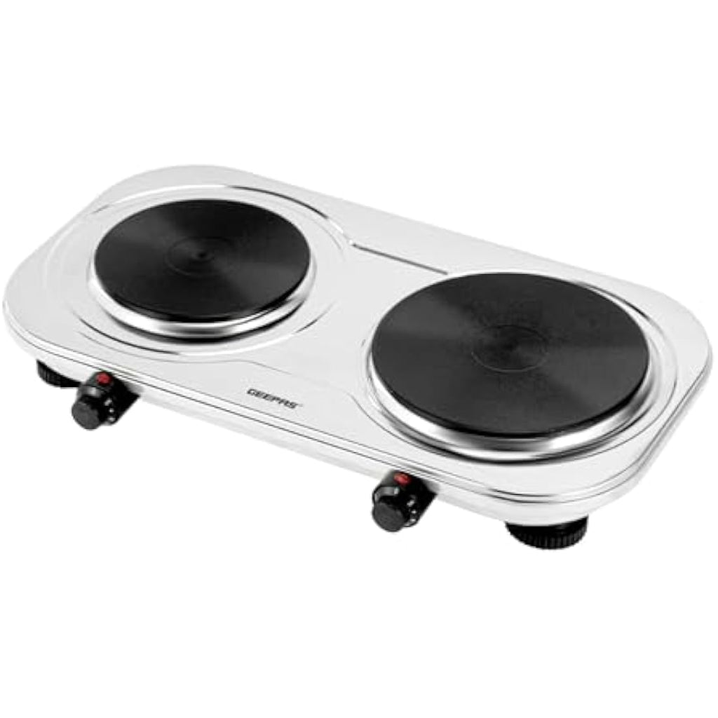 Geepas 2500W Double Hot Plate – Portable Electric Hob with Cast Iron Burners
