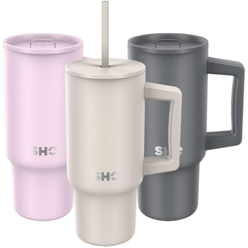 SHO XL Insulated Stainless Steel Tumbler with Handle - Soft Taupe, 900ml